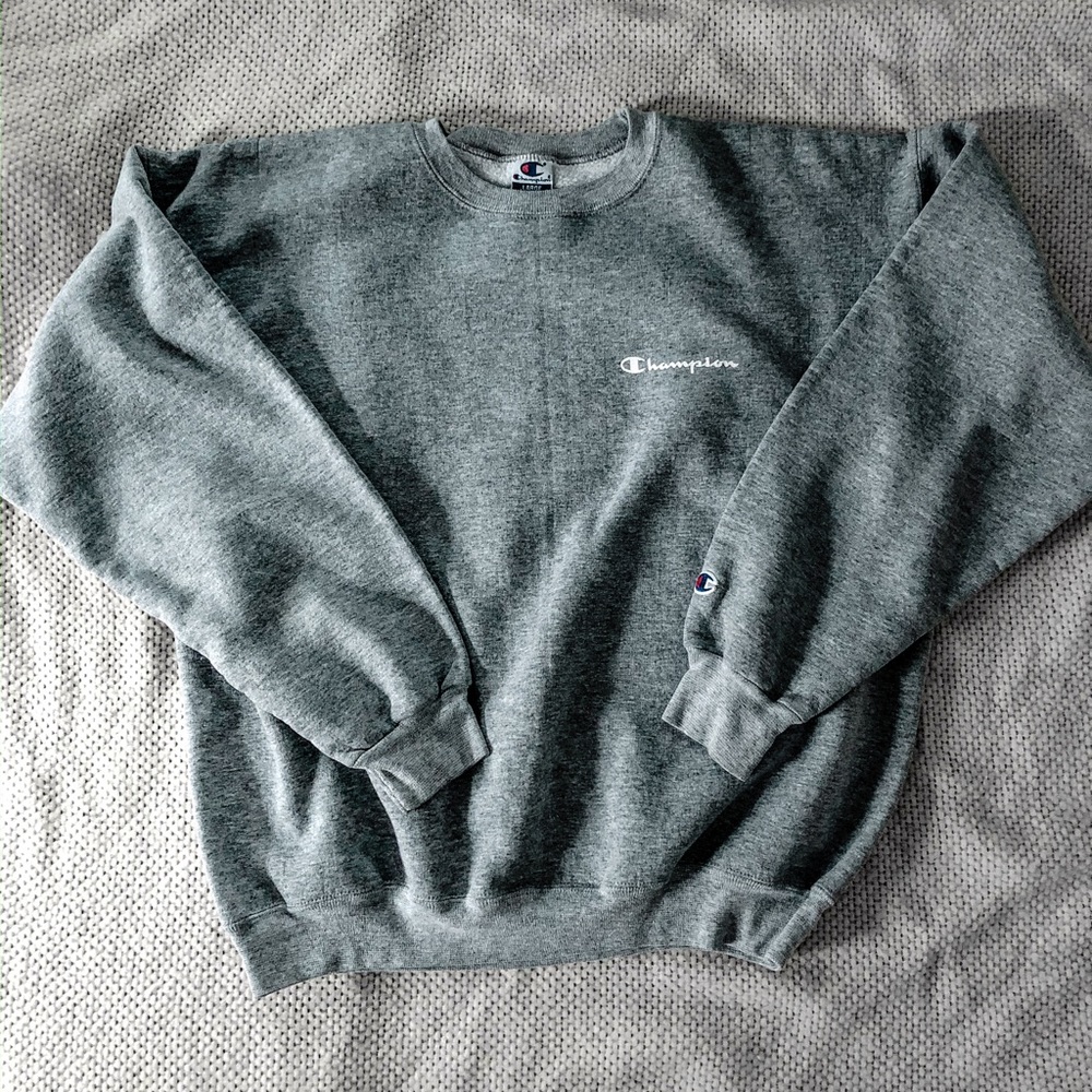 champion grey crewneck sweatshirt size large